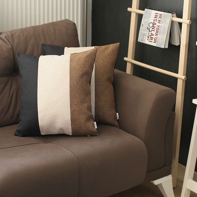 homeroots Décor 392742 Ensemble de 2 Housses de Coussin à Rayures Marron Moderne