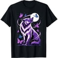 thumbnail image 2 of 100% Cotton Unisex Wolf Magical Purple Butterfly Wolf Lover T-Shirt, 2 of 5