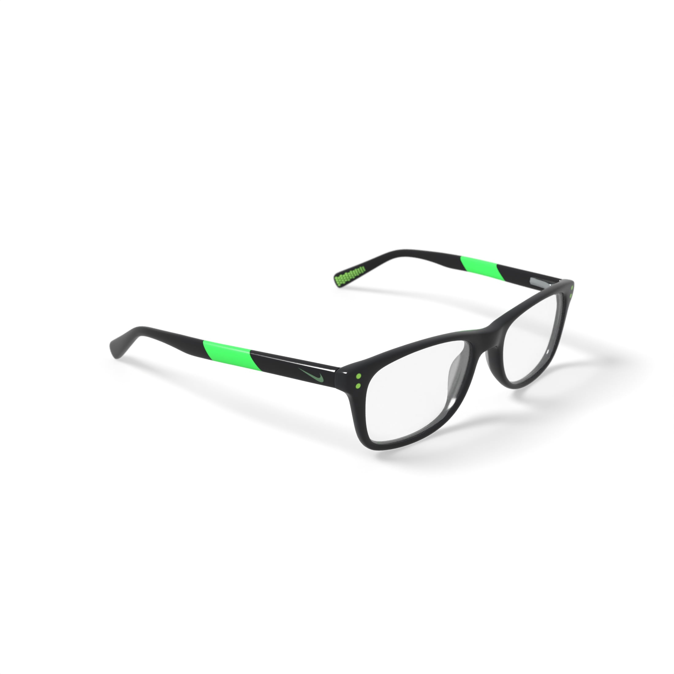 Nike Kids Rectangular Eyeglasses, NIKE 5538G, Black/Lime, 46-17-130, with Case