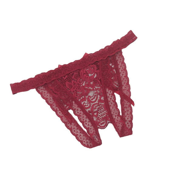 Women Underwear Brief Lace Perspective Sensuality Crotchless Hollow Underpant