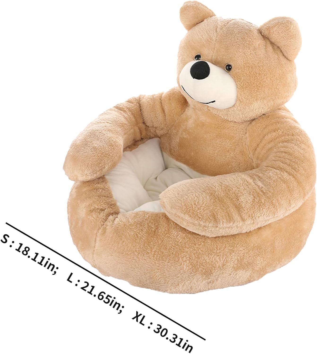 Teddy Bear Dog Bed, Pet Sleeping Mat, Teddy Bear Dog Bed with Hugging Arms, Bear Hug Cuddler - Plush Cat & Dog Beds, Anti-Slip Bottom, Cozy Fluffy Puppy Bed for Indoor Dogs