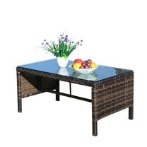 OYang Water Resistant and UV-resistant Rattan Coffee Table, Brown