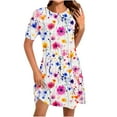thumbnail image 2 of Odbmxy Short Sleeve Mini Dresses for Women T-Shirt Dress Plus Size Women's Dresses Floral Leisure Beach Loose Pullover Dresses,3XL, 2 of 5