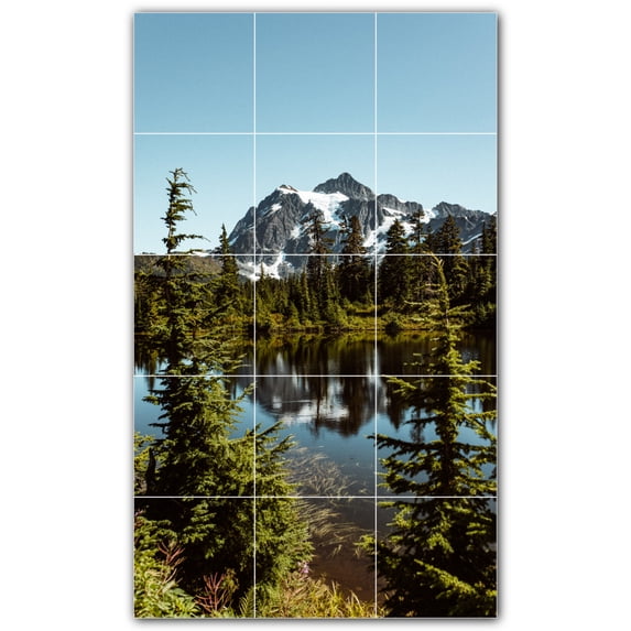 Picture-Tiles.com: Mountains Ceramic Tile Wall Mural WAL500878-35S. 12.75"W x 21.25"H using (15) 4.25" x 4.25" Ceramic Tiles-Satin Finish