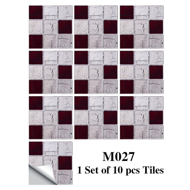 Cqxid Wall stickers Under $5 1Set 10pc Self Adhesive Tile 3D Sticker Kitchen Bathroom Wall Sticker Decoration