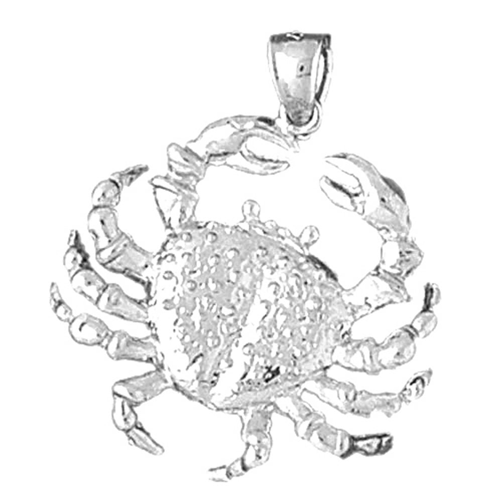 Jewels Obsession Crab Charm Pendant 14 mm 14K White Gold Crab Pendant