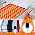 thumbnail image 1 of Electric Blanket, 110V Double Heated Blanket, Overheating Protection, Auto Off, Machine Washable Heating Bed Sheet, 59*70.9in, Red Blue Stripe, 1 of 5