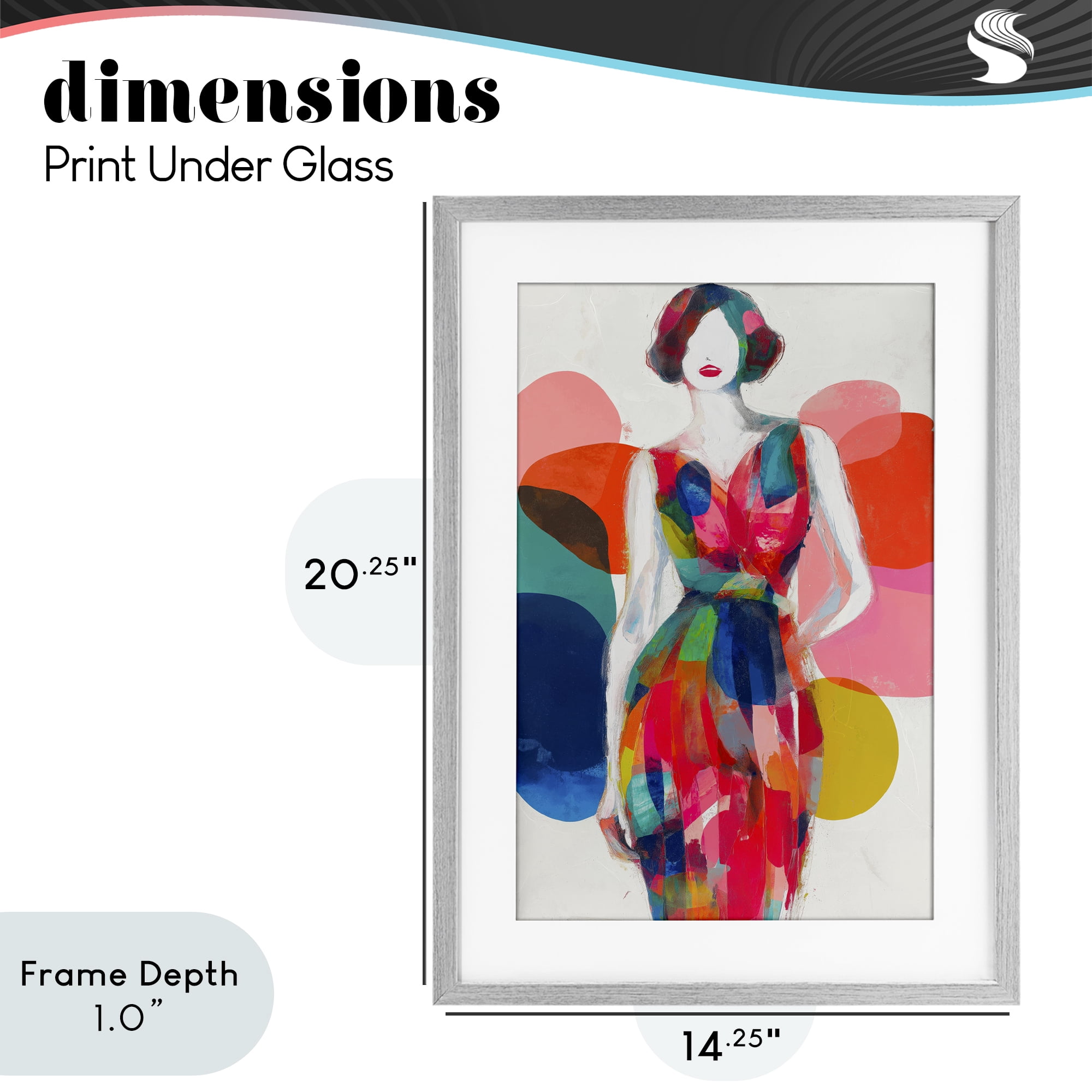 Stupell Industries Deco Fashion Woman Gray Framed Print Under Glass, design by Chromatic Storm Studio