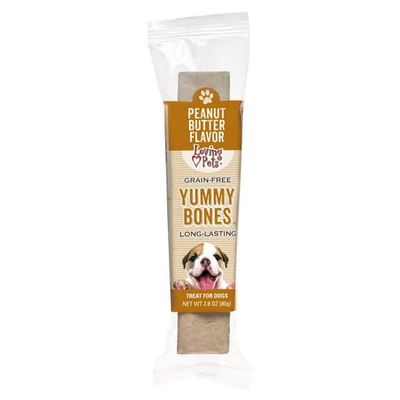 Loving Pets Yummy Bone Flavor Filled Dog Treat Peanut Butter, 2.8 oz