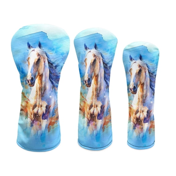 Uorisanigo Golf Headcovers 3PCS Premium Leather Waterproof Western Horse Driver Fairway(FW) Wood Hybrid(UT) for Extra Club Protection, Golf Driver Fairway Hybrid Head Cover