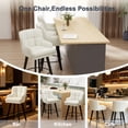 thumbnail image 3 of MultiHaven 26.2-Inch Bar Stools Set of 3,Swivel Counter Height Bar Stool with Plaid Back & Armrests,Solid Wood Legs PU Leather Kitchen Chairs for Bar,Cafe - White, 3 of 10