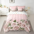 thumbnail image 2 of Pink Rose Comforter Set 7 Piece Bed in a Bag Twin,Diamond Crystal Fluid Art Bedding Set Abstract Ombre Sheet Set with Comforter Romantic Garden Flowers Bed Set,Boho Floral Bohemian Decor, 2 of 6