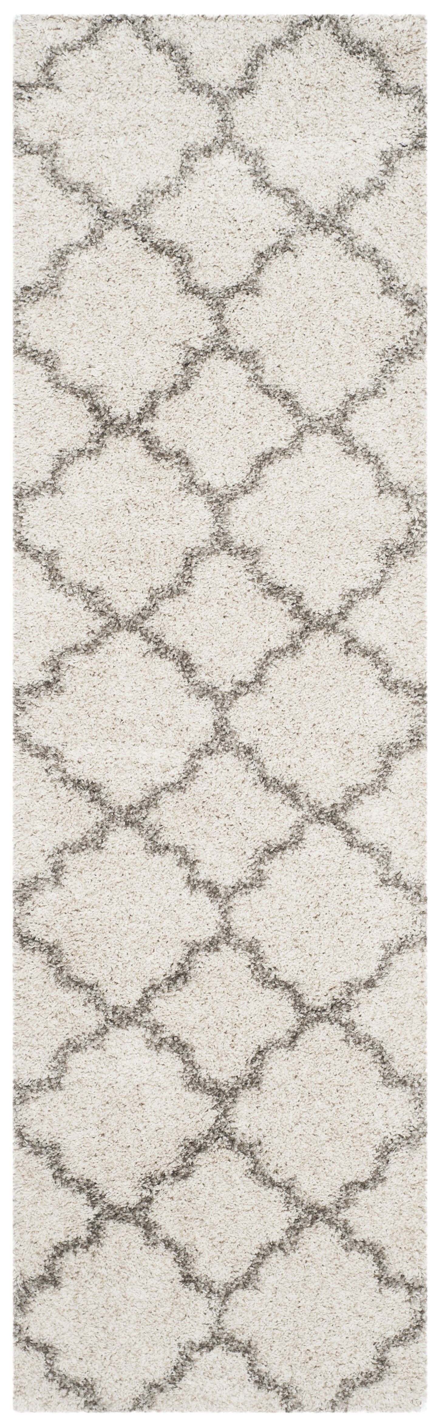 SAFAVIEH Hudson Jaye Geometric Shag Runner Rug, Ivory/Grey, 2'3" x 14'