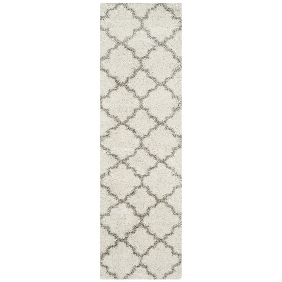 SAFAVIEH Hudson Jaye Geometric Shag Runner Rug, Ivory/Grey, 2'3" x 20'