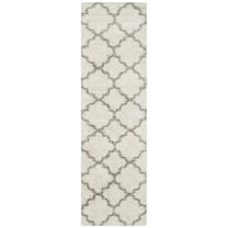 SAFAVIEH Hudson Jaye Plush Geometric Shag Runner Rug, Ivory/Grey, 2'3" x 18'