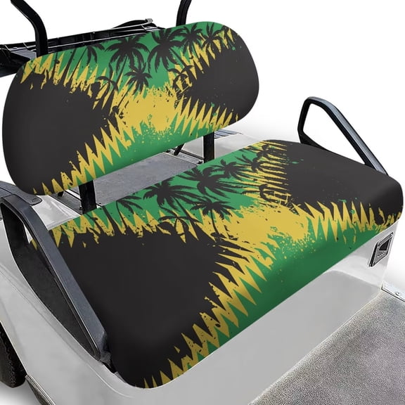 Garronmavis Jamaica Flag Palm Tree Universal Fit Golf Cart Seat Covers for Sun Protection Polyester soft and Smooth Split Backrest Front Seat Cover Summer Accessiores