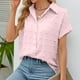 thumbnail image 2 of Camisa de mujer con cuello en V, manga corta y botones - Estampado de lunares/colores lisos, poliéster, para trabajo/casual, lavable a máquina, estilo versátil, 2 of 8