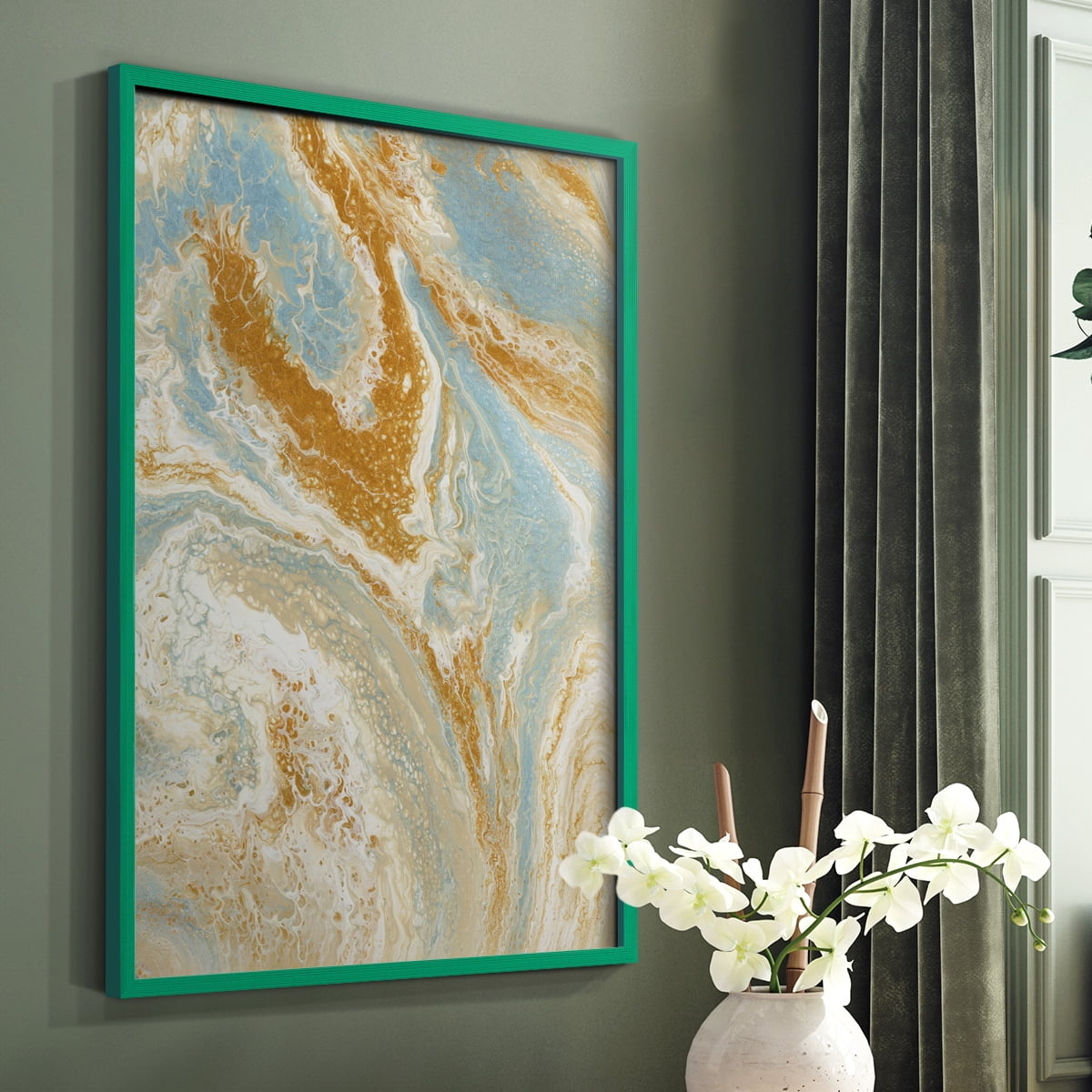 C41 Framed Print in Green Solid Wood Framed Print No Nail Hanging