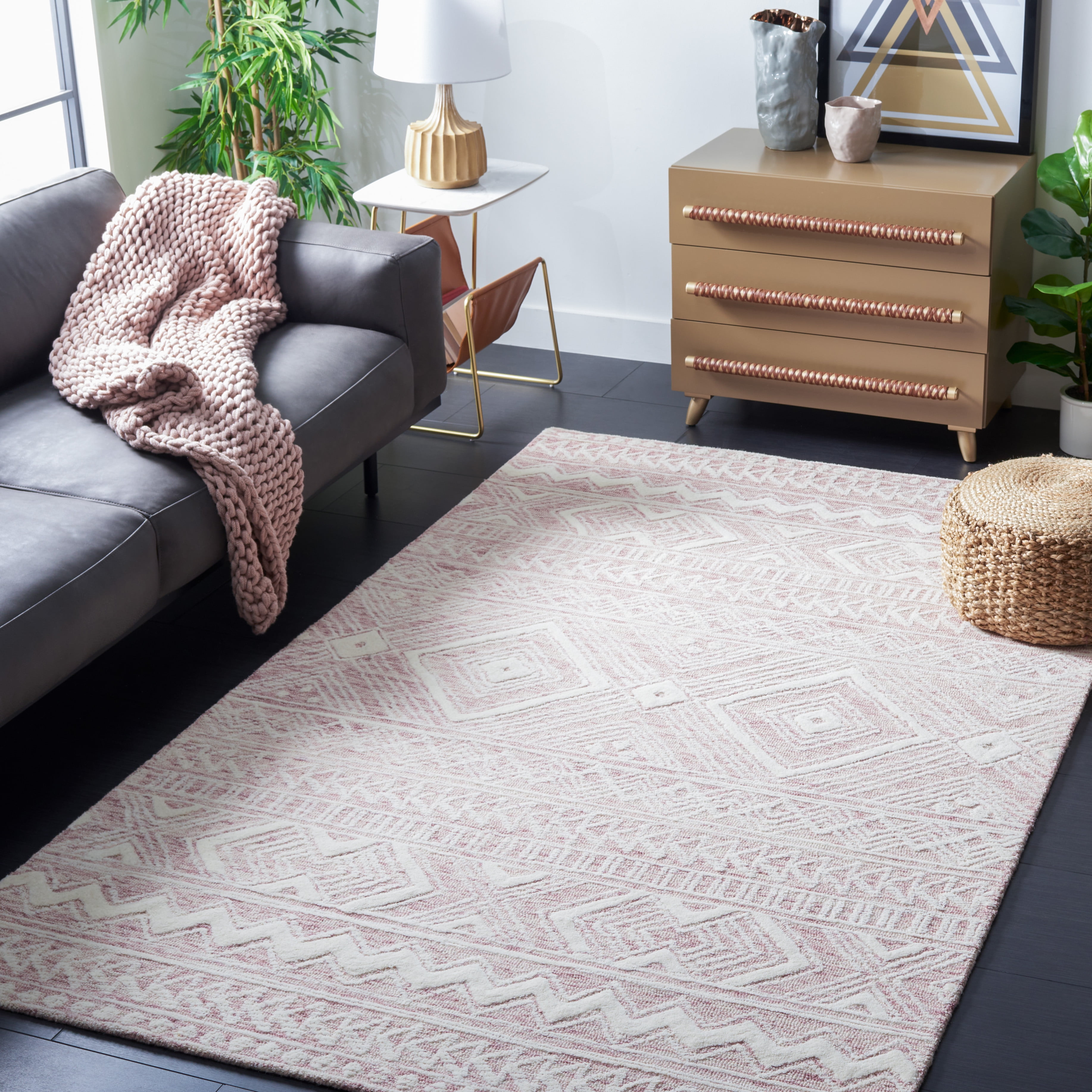 SAFAVIEH Metro Daria Medallion Area Rug, Dark Pink/Ivory, 3' x 5'