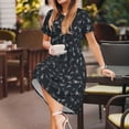 thumbnail image 3 of Sikiie Wireless Antenna Icon Print Women's Short-sleeved Dress, Round Neck Slim Knee-length Dress, Summer Clothing Suitable for Daily Leisure and Vacation, 3 of 6