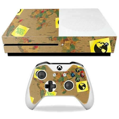 MightySkins MIXBONES-World Peace Skin Decal Wrap for Microsoft Xbox One S Sticker - World Peace Give your Microsoft Xbox One S a style upgrade and stand out from the crowd. Each Microsoft Xbox One Console Skin kit is printed with super-high resolution graphics. All skins are protected with MightyShield. This gloss laminate protects from scratching  fading  peeling and most importantly leaves no sticky mess guaranteed. Our patented advanced air-release vinyl guarantees a perfect installation everytime. When you are ready to change your skin removal is a snap  no sticky mess or gooey residue for over 4 years. This is a 2 piece vinyl skin kit. You can t go wrong with a MightySkin. Features Skin Decal Wrap for Microsoft Xbox One S Sticker Microsoft Xbox One S decal skin Microsoft Xbox One S Case yellow green Sayings post its peace world travel world peace Microsoft Xbox One S skin Microsoft Xbox One S cover Microsoft Xbox One S decal Add style to your Microsoft Xbox One S Quick and easy to apply Proudly Made in the USASpecifications Design: World Peace Compatible Brand: Microsoft Compatible Model: Xbox One S - SKU: VSNS73749
