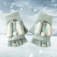 thumbnail image 1 of Warm Winter Outdoor Toddler Knitted Half Finger Mitten Cute Long Eared Rabbit Kids Girl Gloves, 1 of 3