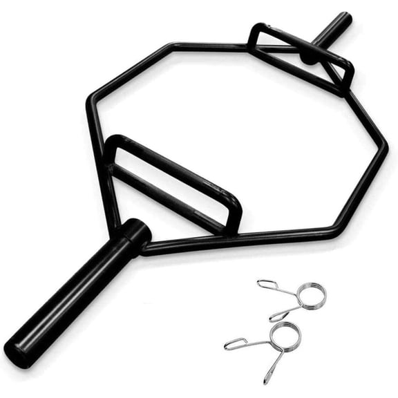 Hassch Black Olympic Hex Bar Solid Steel Sleeve 1000lbs Weight Capacity Trap Bar Deadlift Bar with Knurled Handles, for Bodybuilding Training, Squats, Deadlifts, Shrugs Power Pulls