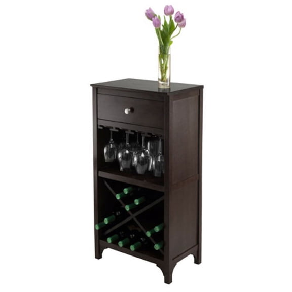 Ergode Ancona Modular Wine Cabinet with One Drawer, Glass Rack, X Shelf