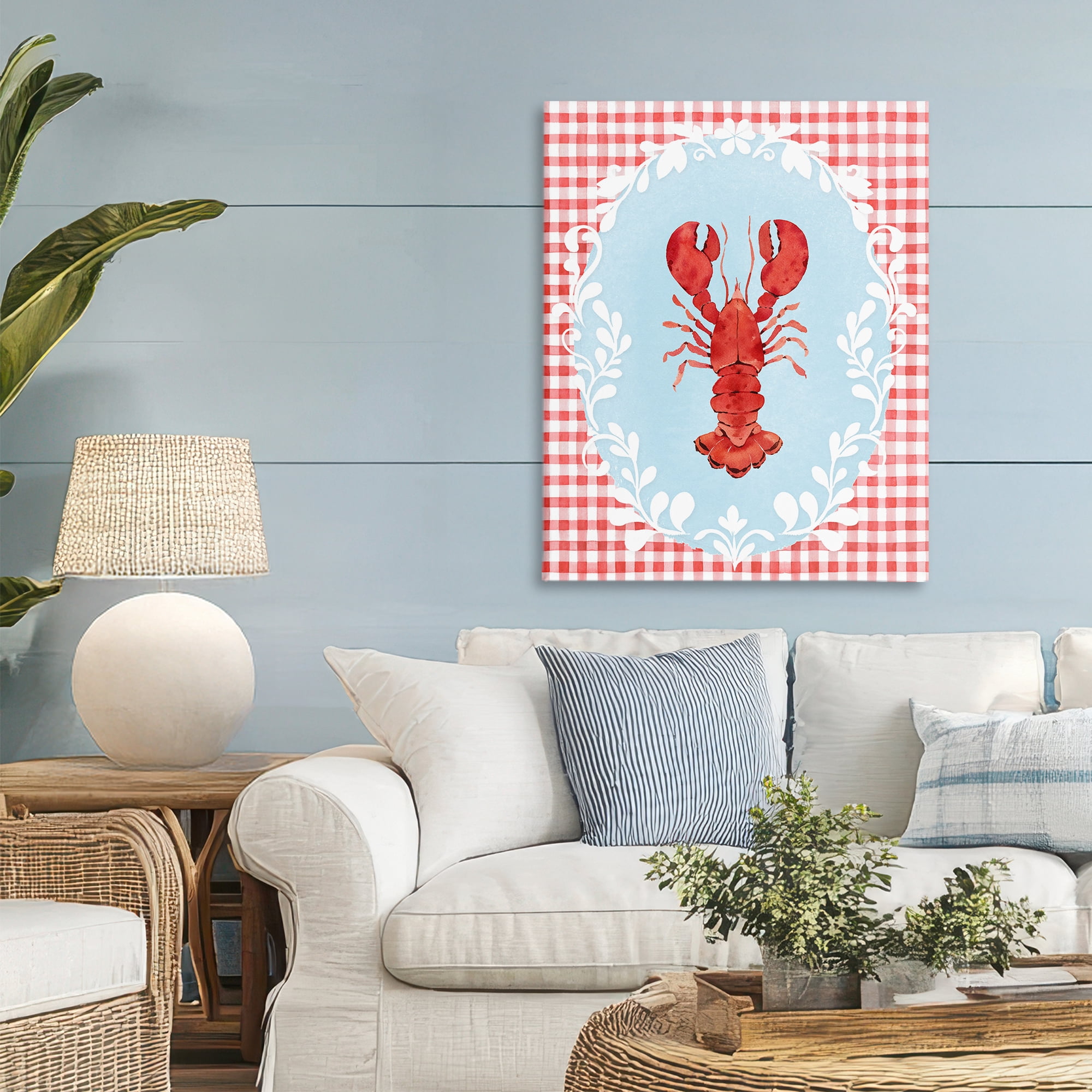 Stupell Industries Lobster with Red Plaid Canvas Wall Art, design by Heather Lee Chan