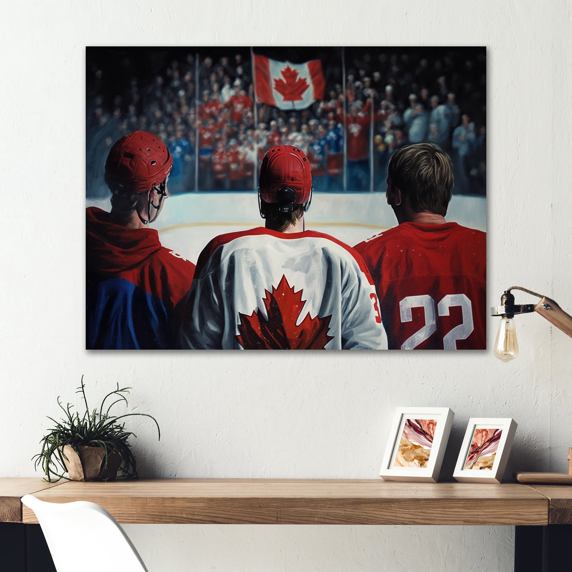 Designart Hocky Players During Game Canvas Wall Art