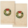 thumbnail image 2 of Linum Home Textiles Christmas Wreath Embroidered Luxury 100% Turkish Cotton Hand Towels (Set of 2), 2 of 3