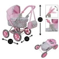 thumbnail image 2 of Cotton Candy Pink Amanda Doll Pram in Grey Polka Dots W/ Matching Handbag, Removable Bassinet, 2 of 6