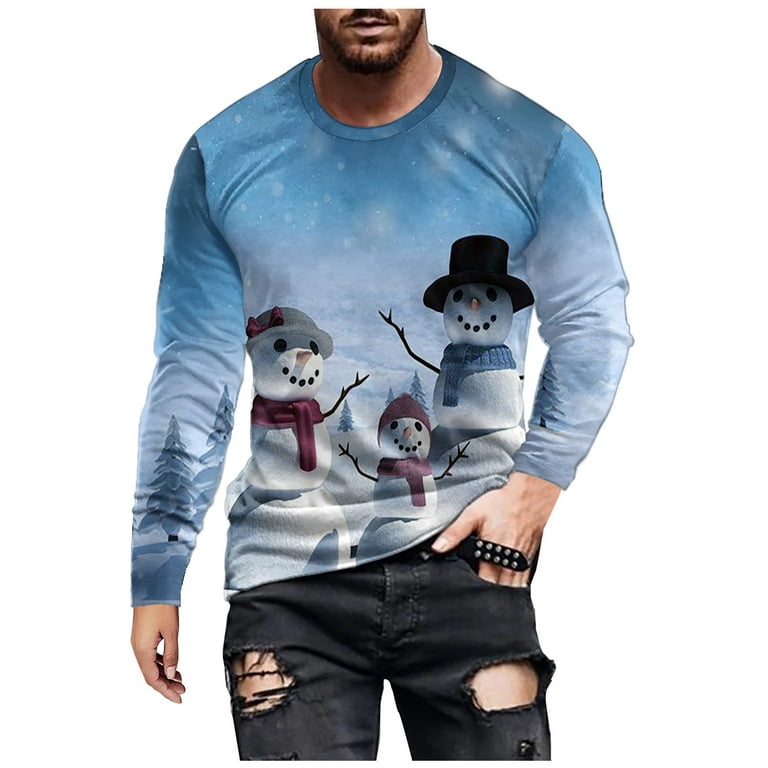 ZCFZJW Holiday T Shirts Long Sleeve Gradient Tie Dye Print Xmas Snowman Graphic Crewneck Pullover Tee Shirt Casual Sweatshirt Tops XL Walmart.com