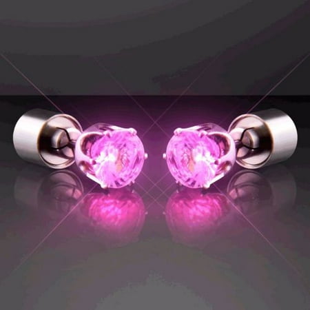 LED Faux Diamond Pierced Earrings Pink