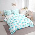 thumbnail image 3 of jejeloiu Kawaii Cartoon Bowknot 7 Pieces Bedding Comforter Set,Girls Blue Bow Full Bedding Set For Girl Kids Reversible, 3 of 8
