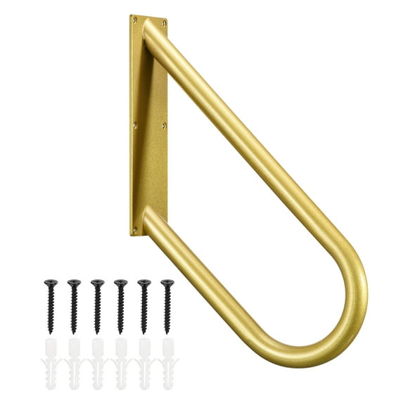 Unique Bargains Hand Rails for Outdoor Steps, Wall Mount U Shaped Stair Handrails for Garden Yard and Garage Steps Gold