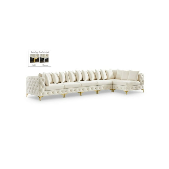 Meridian Furniture Tremblay Cream Velvet Modular Sectional
