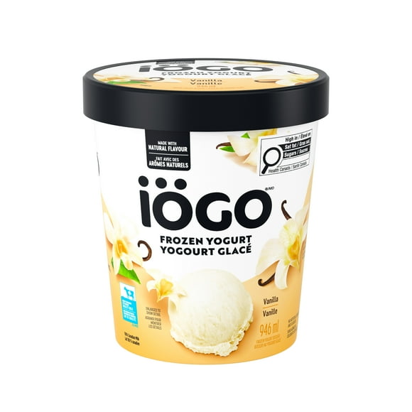 Yogourt glacé, vanille, vrais produits laitiers, préparé au Canada, lait canadien à 100&nbsp;%, sans arômes ni colorants artificiels, certifié COR kasher 946 mL