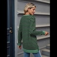 thumbnail image 4 of Camisa Informal de Larga A Rayas para Mujer, , con Cuello Redondo, Ajustada, Holgada, Básica Verde y Negro M, 4 of 10