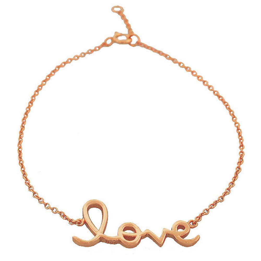 925 Sterling Silver Love Heart Inscription Chain Bracelet with Clasp 925 Sterling Silver Love Heart Inscription Chain Bracelet with Clasp