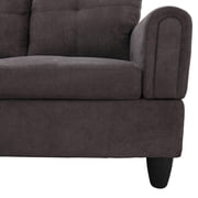 L Shape Sectional Sofa Couches Set, Upholstered Leather Corner Couch with Tufted Cushions for Living Room, Dark Brown