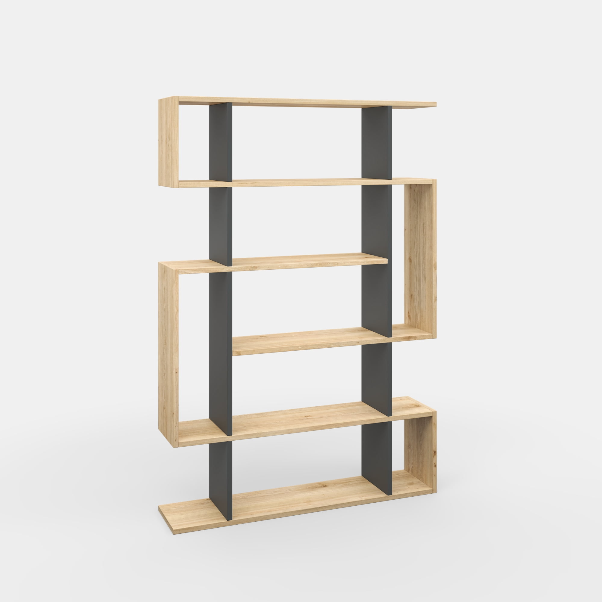 Ada Home Decor Furniture Multiple Tier Open Shelf Oak Anthracite Blair Modern Bookcase
