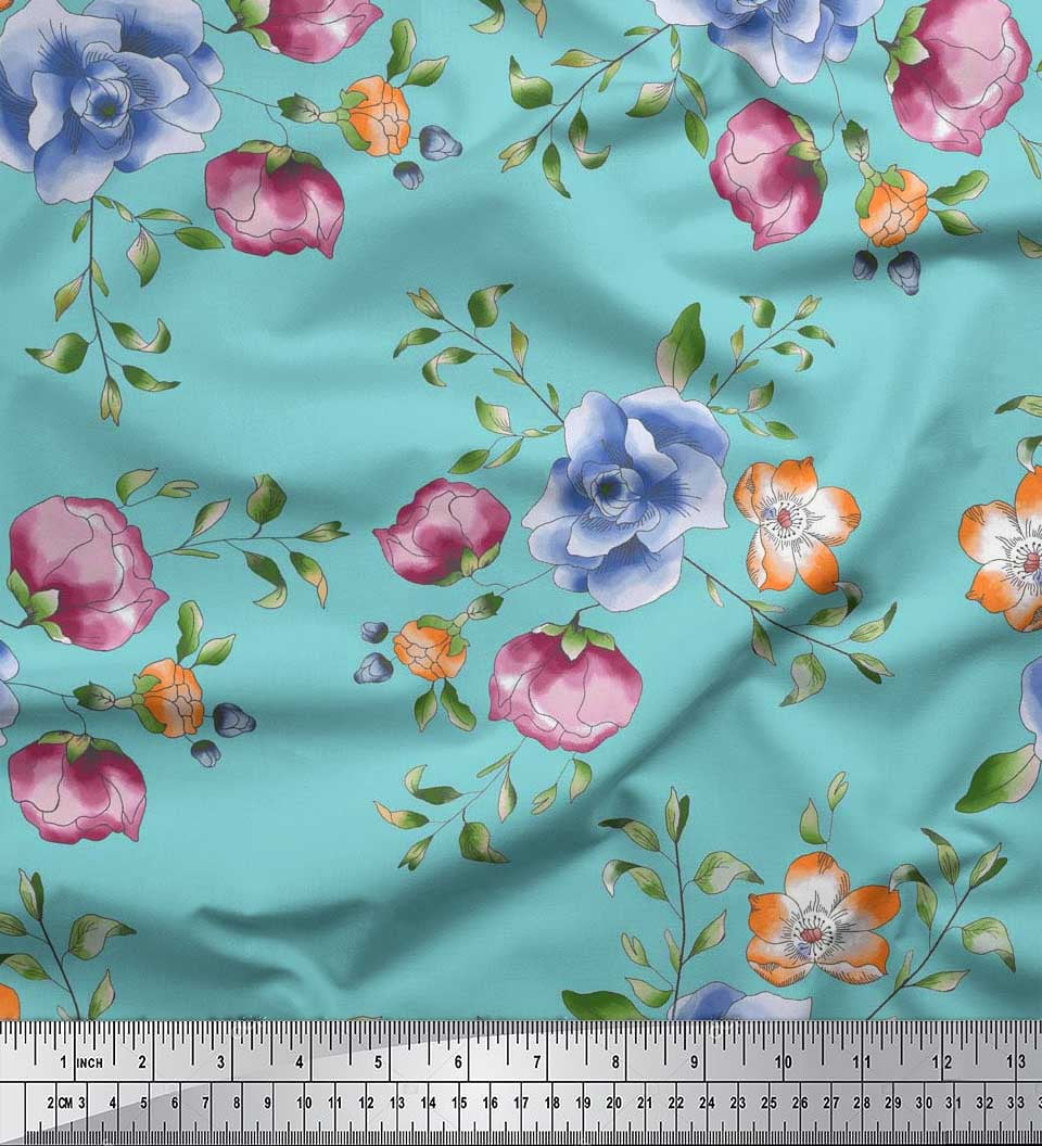 Soimoi 55 GSM 42" Wide Viscose Chiffon Floral Printed Fabric Sewing By 1 Mtr 