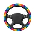thumbnail image 3 of Daiia Rainbow Colored Steering Wheel Cover Auto Steering Wheel Covers Breathable Anti-Slip Steering Wheels Car Interior Decor Accessories for Men Women Universal 15 Inch, 3 of 8