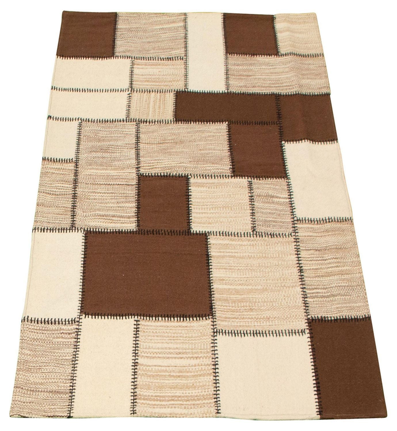 ECARPETGALLERY Tapis Fait à la Main pour Salon, Salle à Manger et Chambre à Coucher Transitionnel Collection Moldovia Patch 4'7" x 6'7" en Brun