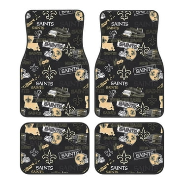 Saints Football Team Car Mats Four-Piece Set, Crystal Velvet Car Anti-Fouling Floor Mats, Anti-Slip Design On The Back, Suitable For Most Cars