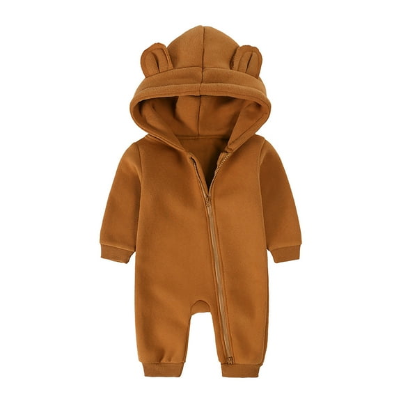 KAOOCXU Boys Girl Comfort Bodysuit Long Sleeved Solid Color Hooded Crawlsuit Romper Jumpsuit Suitable Casual Formal Occasions
