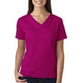 thumbnail image 2 of LAT Women's V-Neck Premium Jersey Tee in Fuchsia XL | 3587, 2 of 2