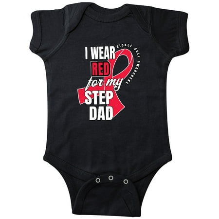 

Inktastic Sickle Cell Awareness I Wear Red For My Step Dad Gift Baby Boy or Baby Girl Bodysuit