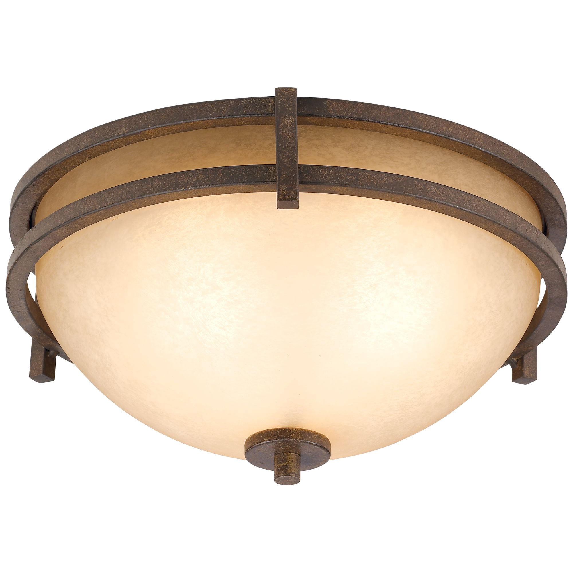 Franklin Iron Works Oak Valley Rustic Farmhouse Flush Mount Ceiling Light Fixture 15" Wide Modern Bronze 3-Light Cream Scavo Glass Bowl for Bedroom